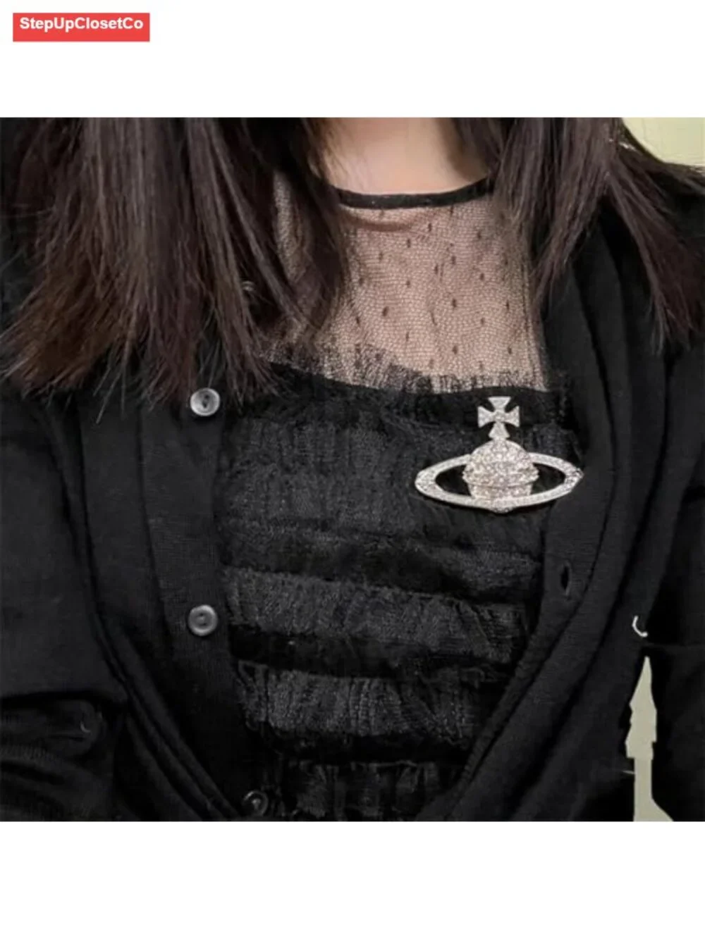 Dainty Rhinestone Star Lapel Pin Brooch for Women Suit Jacket